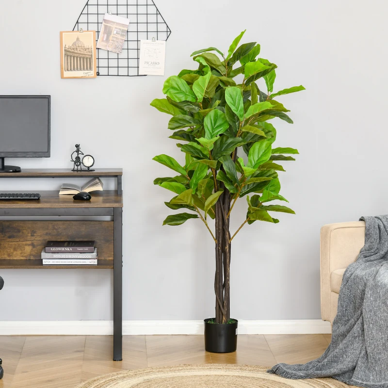 HOMCOM Planta Artificial Higuera en Maceta Altura 155 cm con 114 Hojas Árbol Artificial para Decoración Interior Hogar Salón Dormitorio Verde