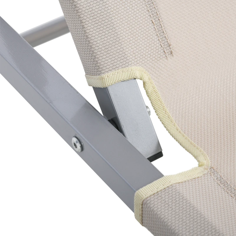 Outsunny Tumbona de Jardín con Respaldo Ajustable en 5 Posiciones de Aluminio y Texteline para Terraza Patio Playa Piscina Exterior 163x58,5x91 cm Beige