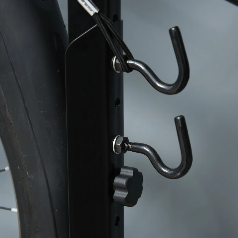 HOMCOM Soporte para Colocar Bicicleta en Vertical Caballete de Bicicleta Ajustable en Altura con Correa de Fijación Fácil de Transportar Soporta 30 kg 66x56x63-77,5 cm Negro