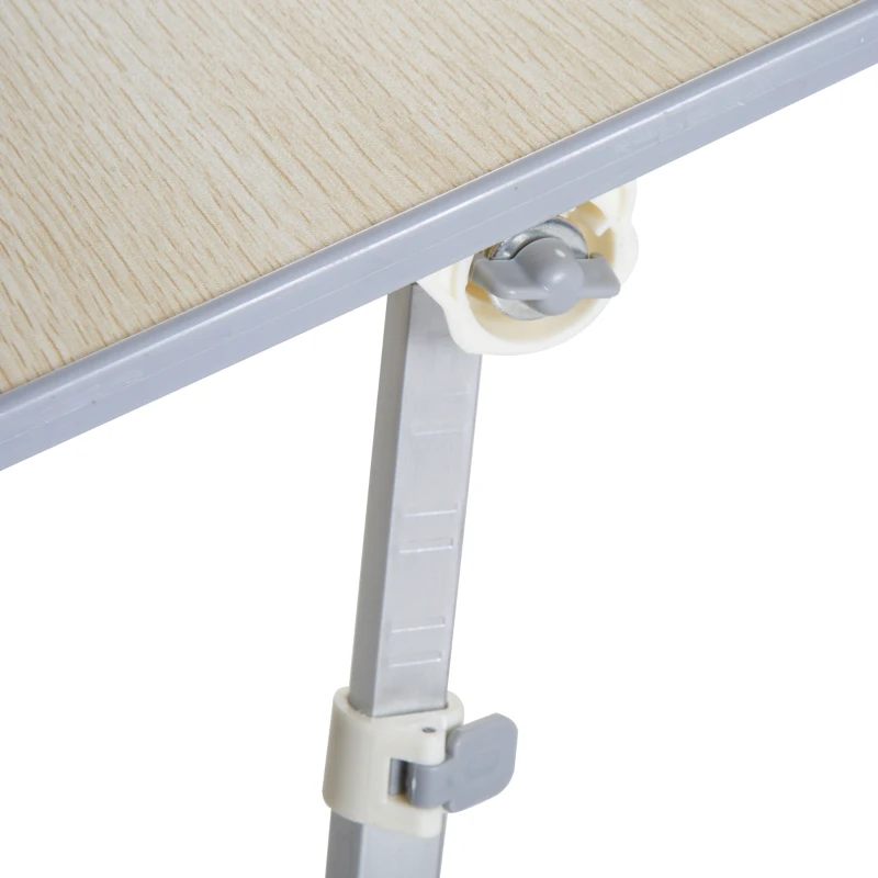 HOMCOM Mesa de Ordenador Plegable Soporte de Escritorio Portátil Mesa sobre Sofá Cama con Altura Ajustable para Desayuno Lectura 54x30x22,5-32 cm Natural