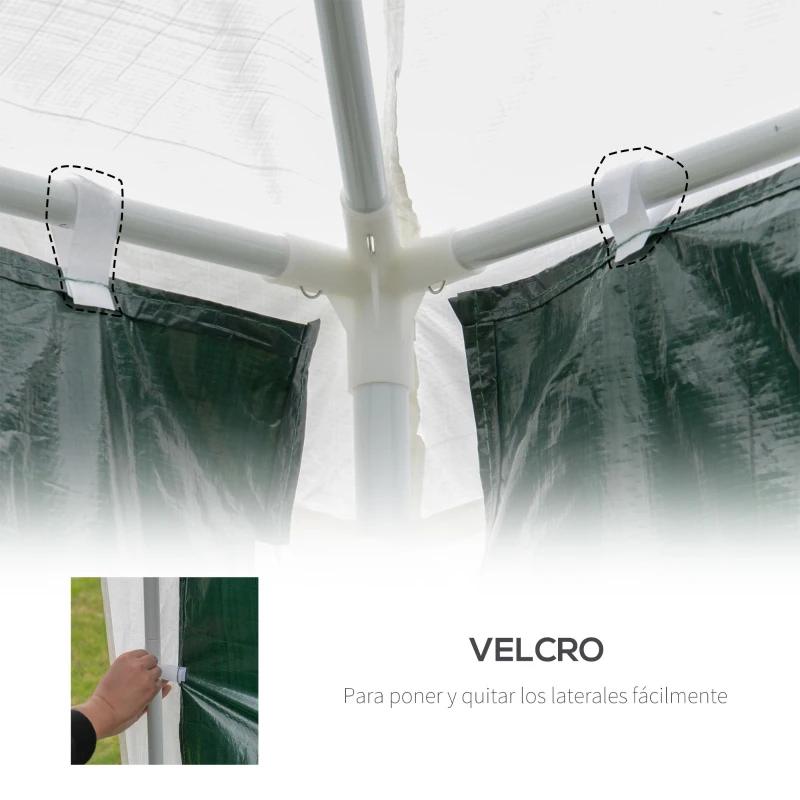Outsunny 2 Paredes Laterales para Carpa 3x3m 6x3m Tela de Reemplazo Oxford Impermeable con Ventanas 293x193cm Verde Oscuro