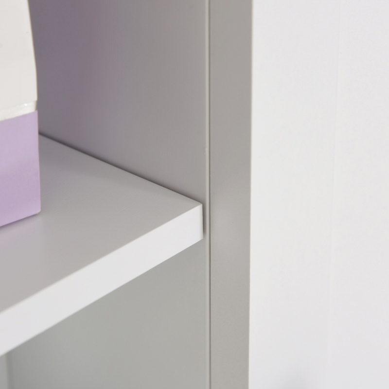HOMCOM Armario de Baño de Pared Multifuncional Gabinete para Ahorro de Espacio con 3 Niveles Abiertos 1 Puerta Estante Ajustable Antivuelco 53x14,5x50,5 cm Blanco