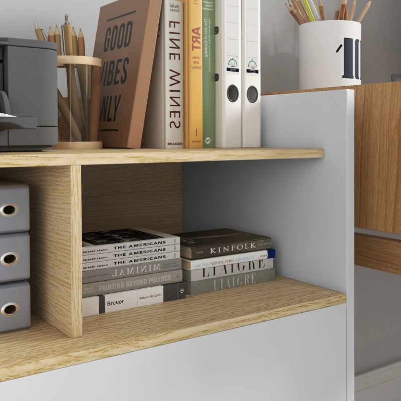 Vinsetto Armario Archivador con Ruedas Cajón Barras Colgantes para Tamaño A4 y 2 Compartimentos 76x40x75,5 cm Roble y Blanco