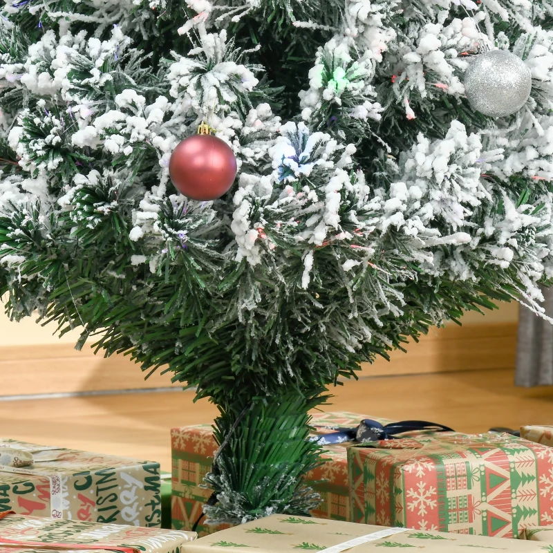 HOMCOM Árbol de Navidad 180cm Artificial Árbol Pino Natural de Blanco Nevado con Soporte de Metal Luces LED 230 Ramas
