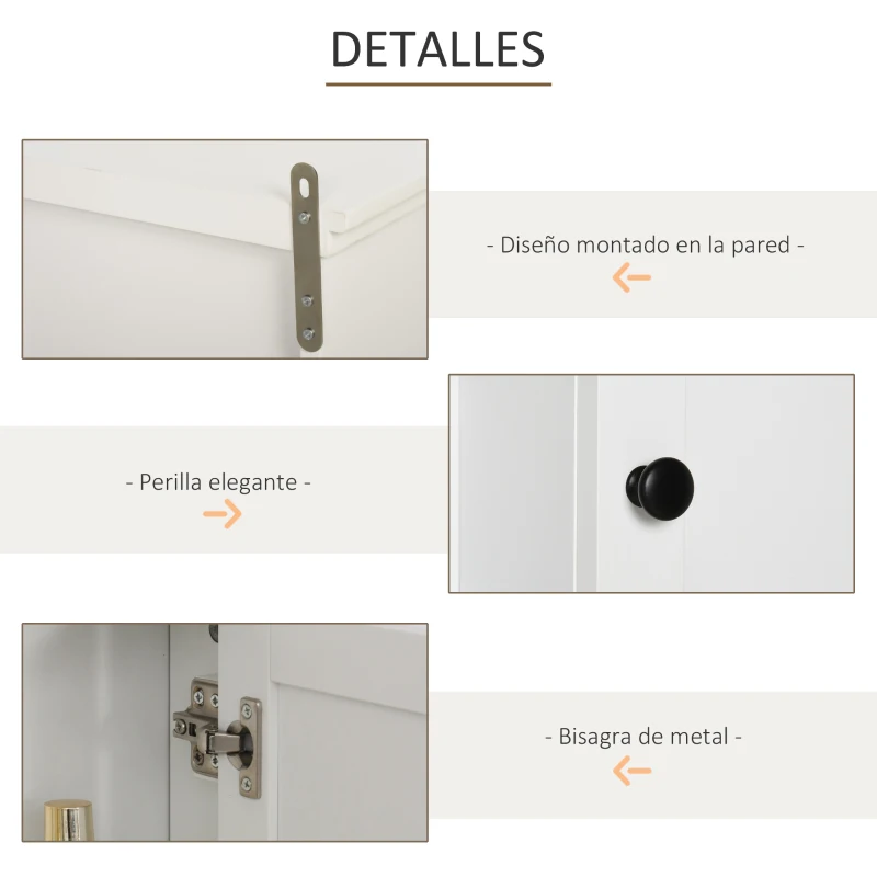 HOMCOM Armario de Baño de Pared Multifuncional Gabinete para Ahorro de Espacio con 3 Niveles Abiertos 1 Puerta Estante Ajustable Antivuelco 53x14,5x50,5 cm Blanco