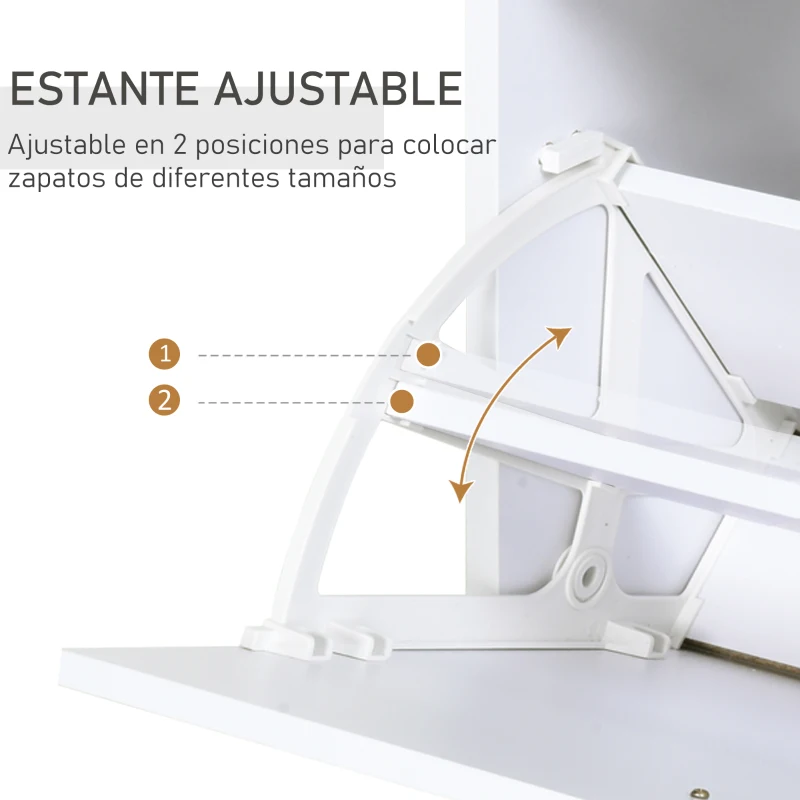 HOMCOM Organizador de Zapatos Multifuncional Zapatero con 3 Cajones Estante de Vidrio Asa de Aluminio para Pasillo Tablero de Partículas Carga 50 kg 60x24x105,5 cm Blanco