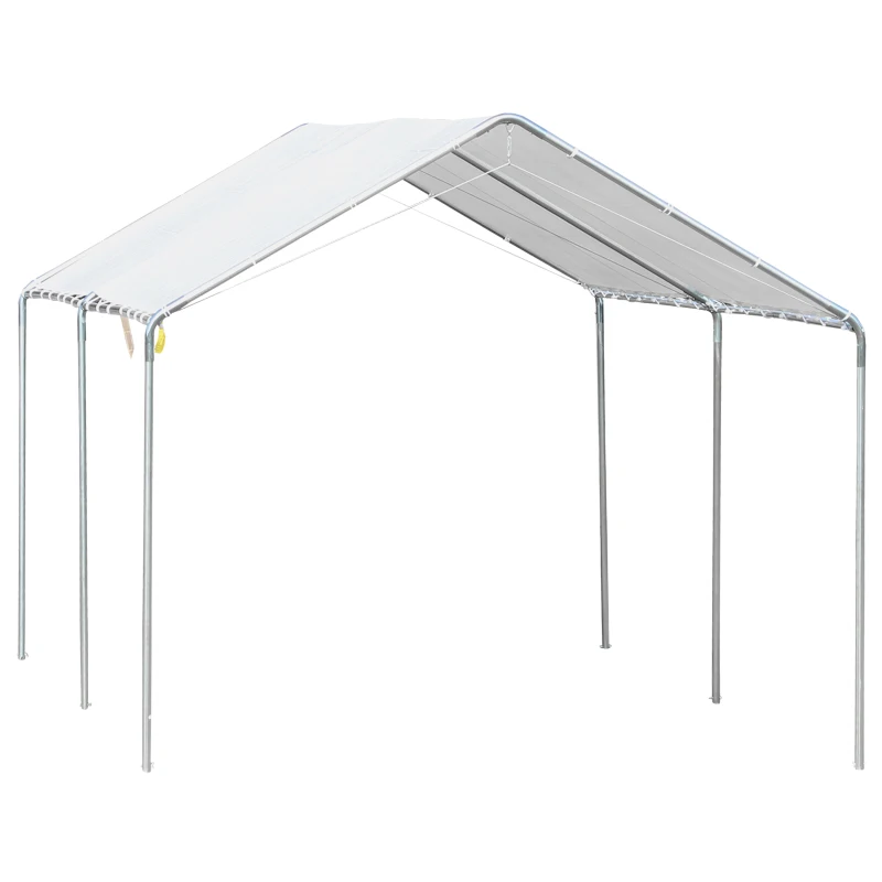 Outsunny Tenda de garagem 3x6 m Impermeável com Toldo de Tecido PE e Estrutura de Aço Galvanizado Branco