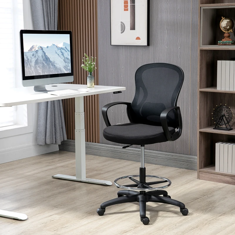 Vinsetto Lot de 2 fauteuils de bureau chaise de bureau assise haute réglable pivotant 360° maille respirante noir
