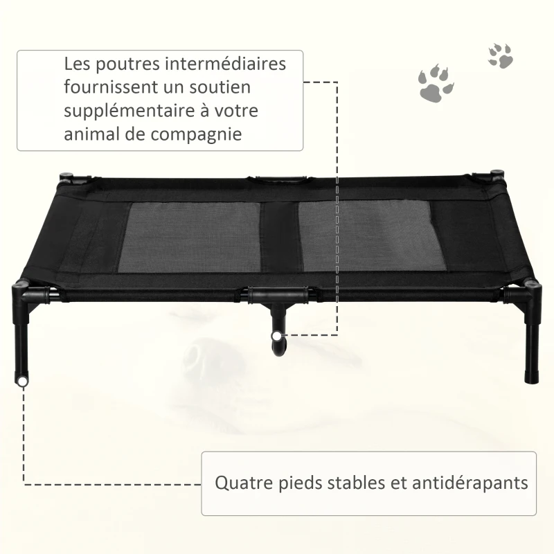 PawHut Lot de 2 lits sur pieds lit pour chien chat lit de camp grand confort tissu Oxford textilène micro-perforé acier