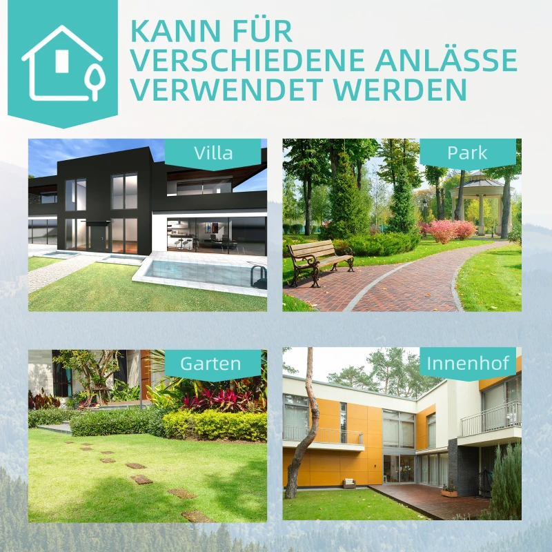 Outsunny Metalen tuinbank, bloemendesign, 2-zits, draagvermogen 240 kg, staal, 127L x 60B x 87H cm, zwart