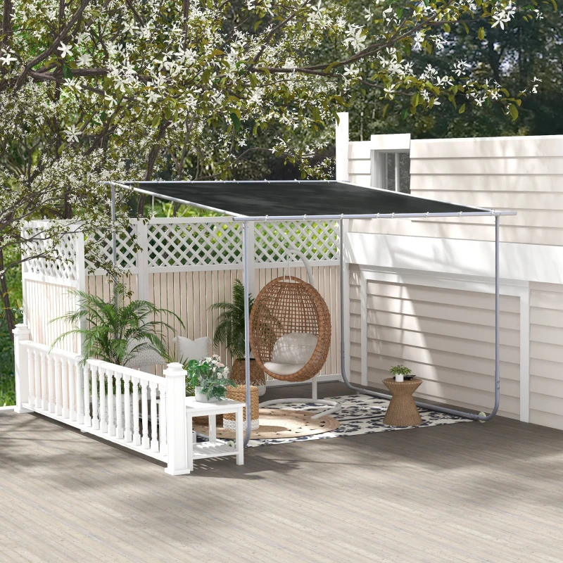 Outsunny 3 x 3(m) Mobile Pergola Kit, Portable Garden Gazebo with Wheels, Sandbags, Steel Frame, UV-Resistant