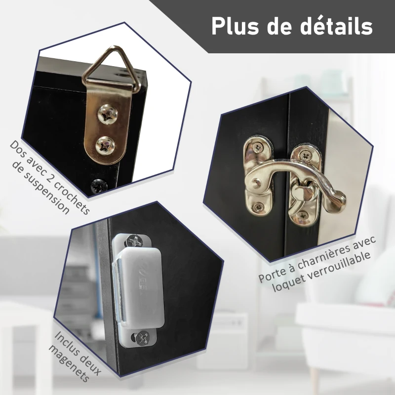 HOMCOM Frame box T-frame cadre pour maillot porte acrylique doublure interne feutre 71 x 6,5 x 89 cm noir