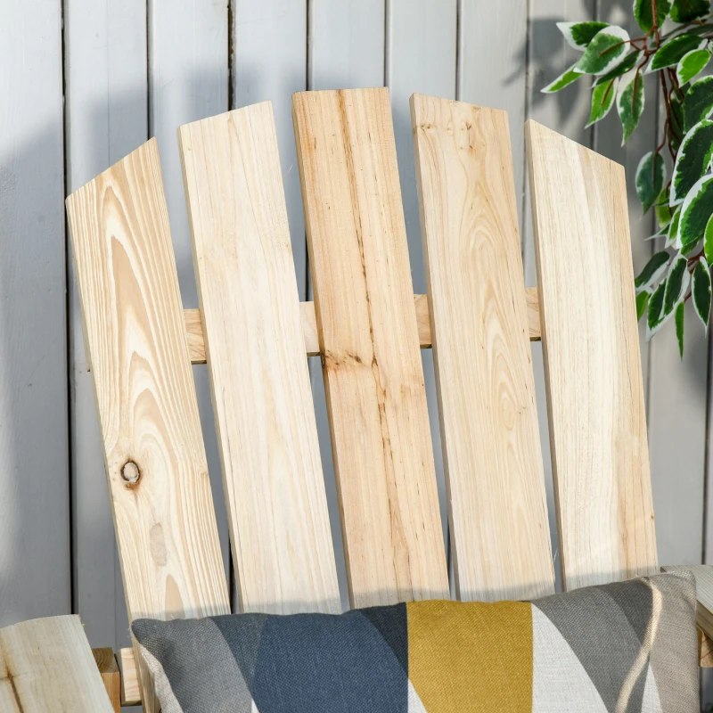 Outsunny Cadeira Adirondack de Madeira Cadeira Adirondack de Jardim com Assento Extra Largo 78x89x88 cm Madeira