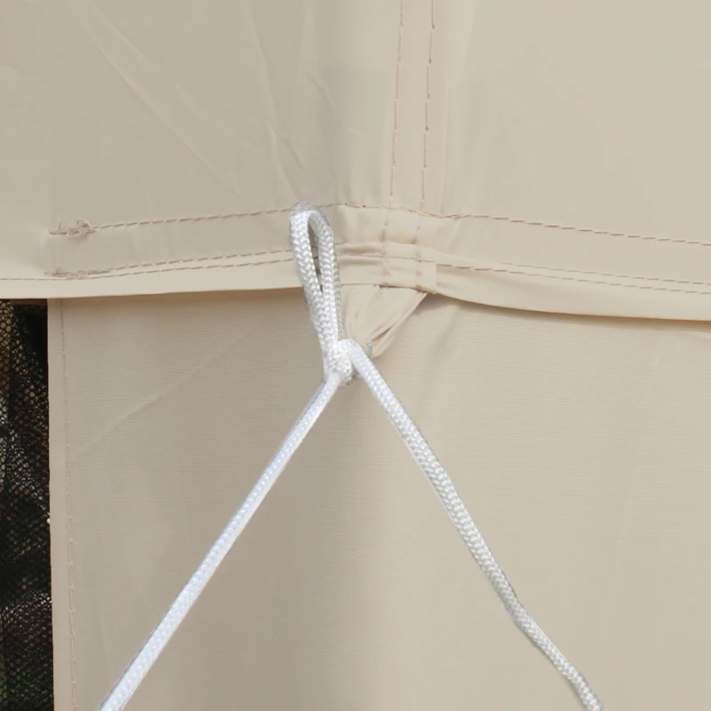 Outsunny Gazebo da Giardino 3x3m con Zanzariera, Doppio Tetto e Telaio in Metallo, Beige