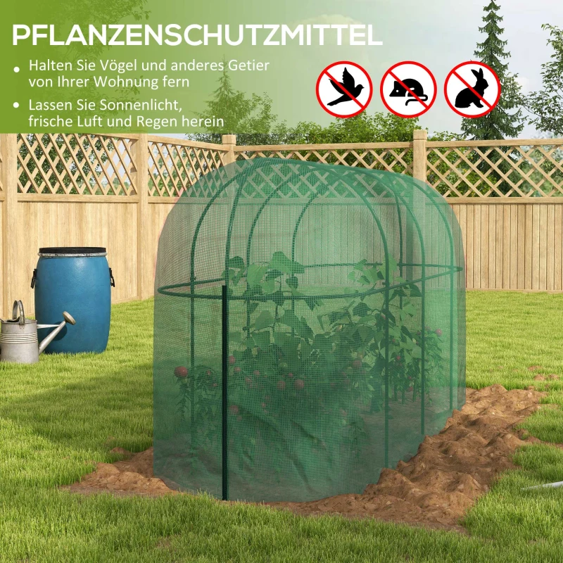 Outsunny Vogelbeschermingsnet, metalen frame, ritssluitingdeur, eenvoudig opzetten en afbreken, 3 x 1 x 1,5 m, groen