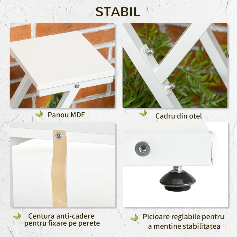 Outsunny Suport Ghivece Colt – Raft 4 Niveluri pentru Plante, Interior/Exterior