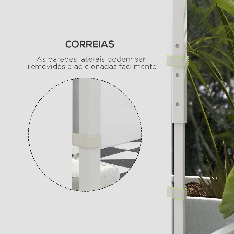 Outsunny Paredes Laterais para Tenda de 2 Painéis 295x195 cm com Janela Enrolável e Porta com Fecho de Correr para Tenda 3x3 m ou 3x6 m Branco