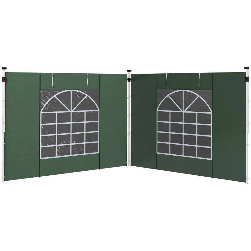 Outsunny Paredes Laterais para Tenda de 2 Painéis 295x195 cm com Janela Enrolável e Porta com Fecho de Correr para Tenda 3x3 m ou 3x6 m Verde
