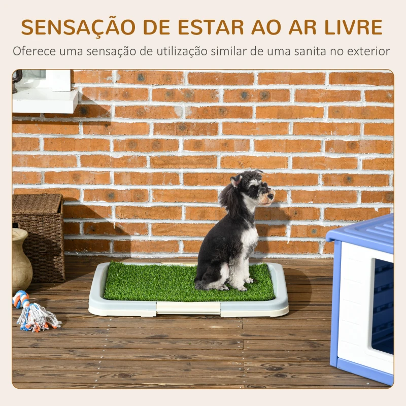 PawHut Sanita para Cães com Relva Artificial Grade e Bandeja Desmontável para Adestramento de Cães 63x48,5x6 cm Multicor