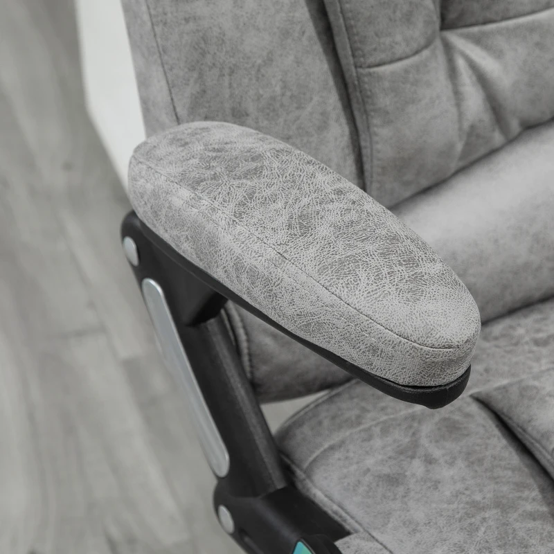 Vinsetto Massage Recliner Chair Heated Office Chair with Six Massage Points Microfiber Cloth 360° Swivel Wheels Grey