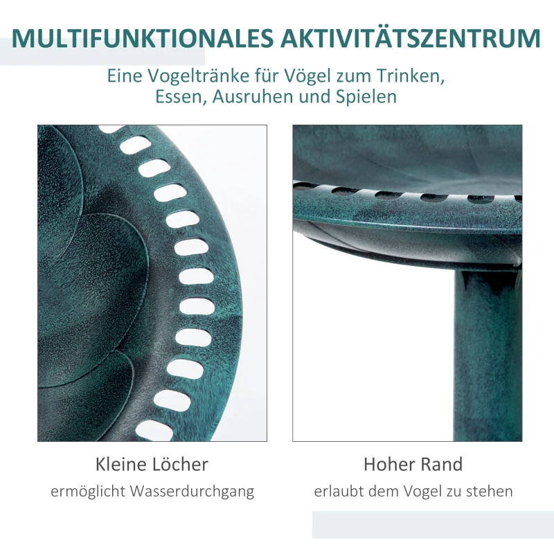 Outsunny Vogelbad Vintage Design, Shabby Chic, 50 cm × 50 cm × 69,5 cm, Groen