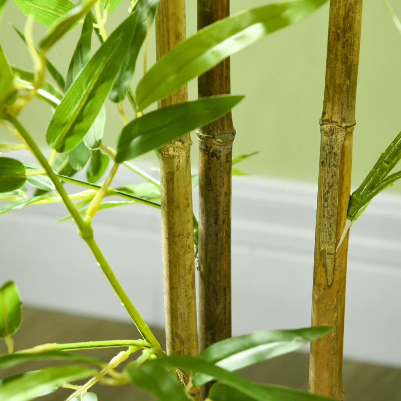 HOMCOM Conjunto de 2 Plantas Artificiais com Vaso Plantas Sintéticas de Bambu com 498 Folhas para Decoração Ø15x120 cm Verde
