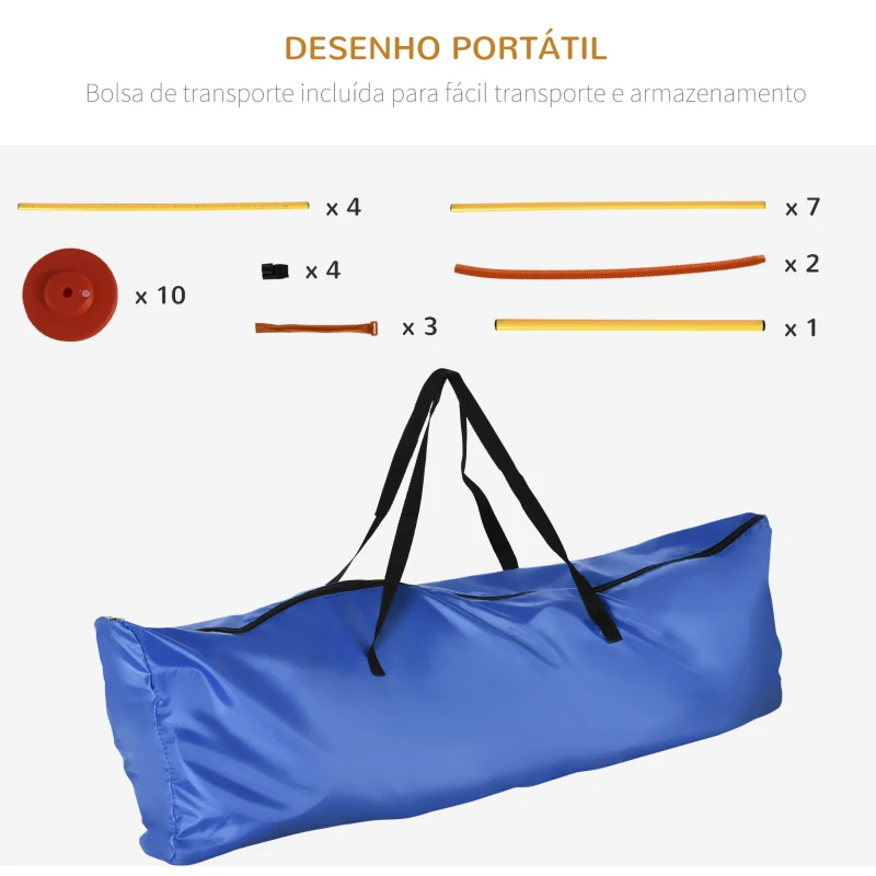 PawHut Treino de Agilidade para Cães de 3 Peças Kit Agility com Obstáculos de Salto Aro Poste com Altura Ajustável  Amarelo