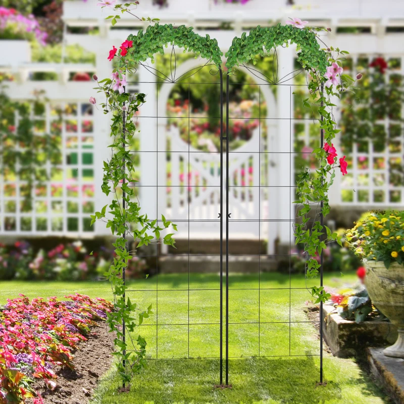 Outsunny Metal Trellis Set of 2, Garden Trellis for Climbing Plants Support Frames, Grid Design