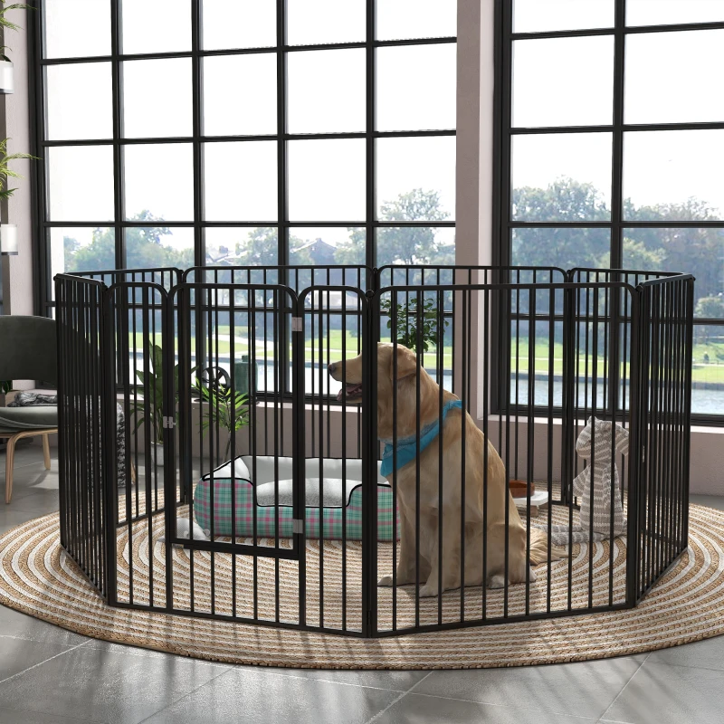 PawHut 100cm 8 Panels Heavy Duty Dog Pen, Pet Playpen for Indoors, Outdoors, Small, Medium, Large Dogs