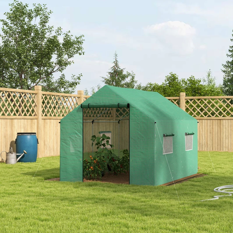 Outsunny Polyethylene Walk-in Polytunnel Greenhouse, 2 x 3(m), Green