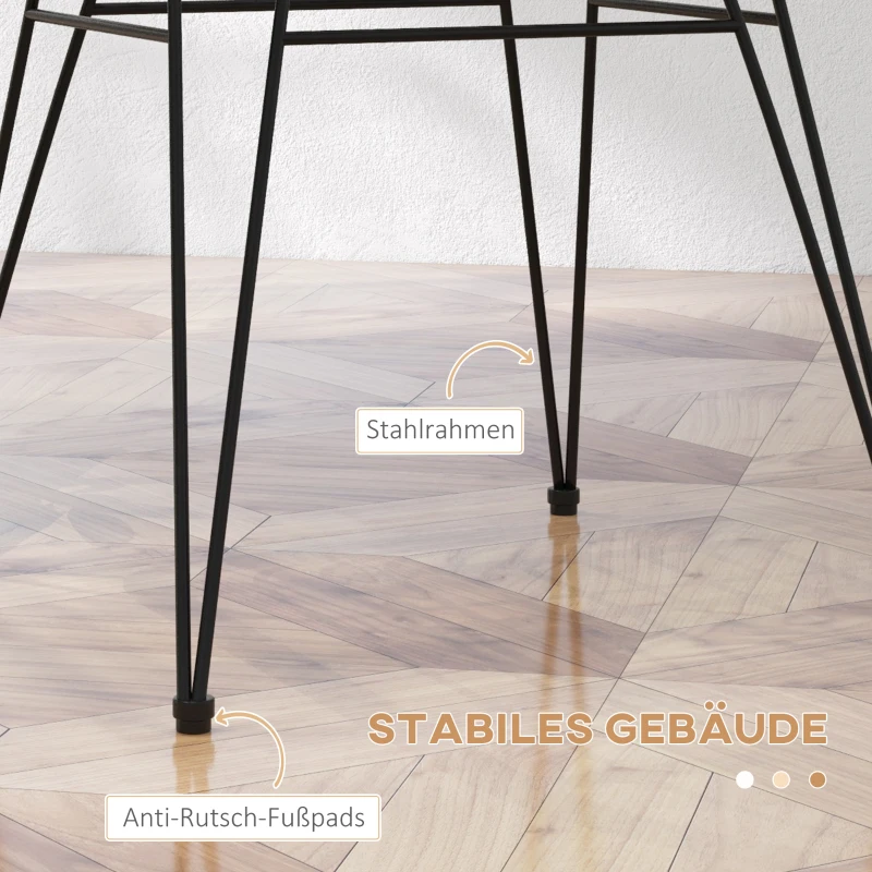 HOMCOM 4-Set Stühle im Boho-Stil, Küchenstühle, PE-Rattan, 56 x 60 x 79 cm, Natur + Schwarz