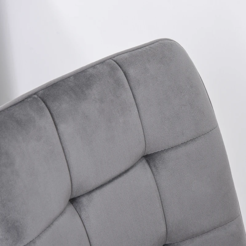 HOMCOM 4er-Set Esszimmerstuhl Polsterstuhl Küchenstuhl mit Samt-Optik Esstisch Samt Metall Grau+Schwarz 45 x 63 x 90 cm