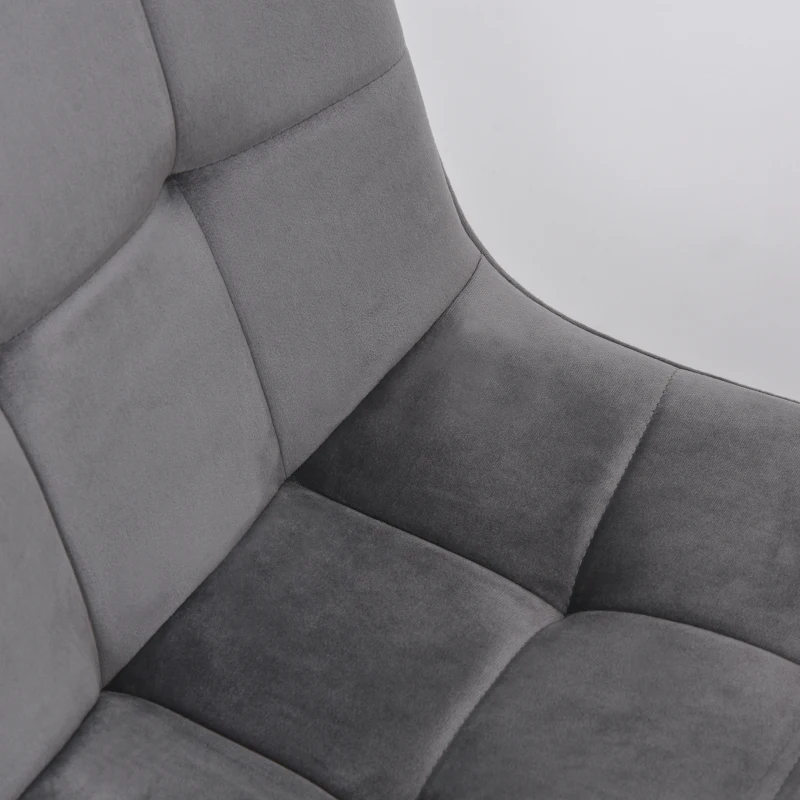 HOMCOM 4er-Set Esszimmerstuhl Polsterstuhl Küchenstuhl mit Samt-Optik Esstisch Samt Metall Grau+Schwarz 45 x 63 x 90 cm