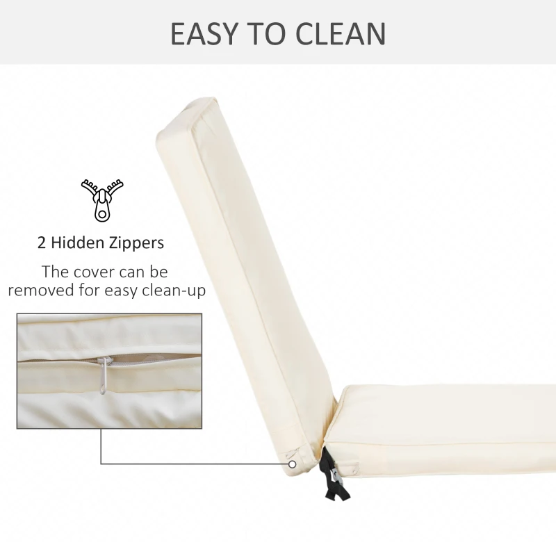 Outsunny Perna pentru Sezlong si Fotoliou Plaja cu Sireturi, Husa Detasabila din Poliester, 188x53x8cm, Alb Crem