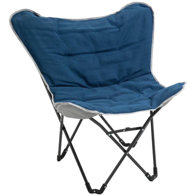 Outsunny Campingstoel, opvouwbaar, lichtgewicht, stalen frame, antislip voeten, blauw, 88 x 74 x 84 cm