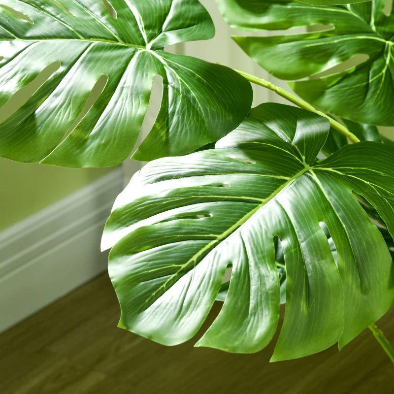HOMCOM Kunstplant Monstera Deliciosa, inclusief 1 bloempot en zandgrond, 17,5 cm x 17,5 cm x 120 cm, Groen