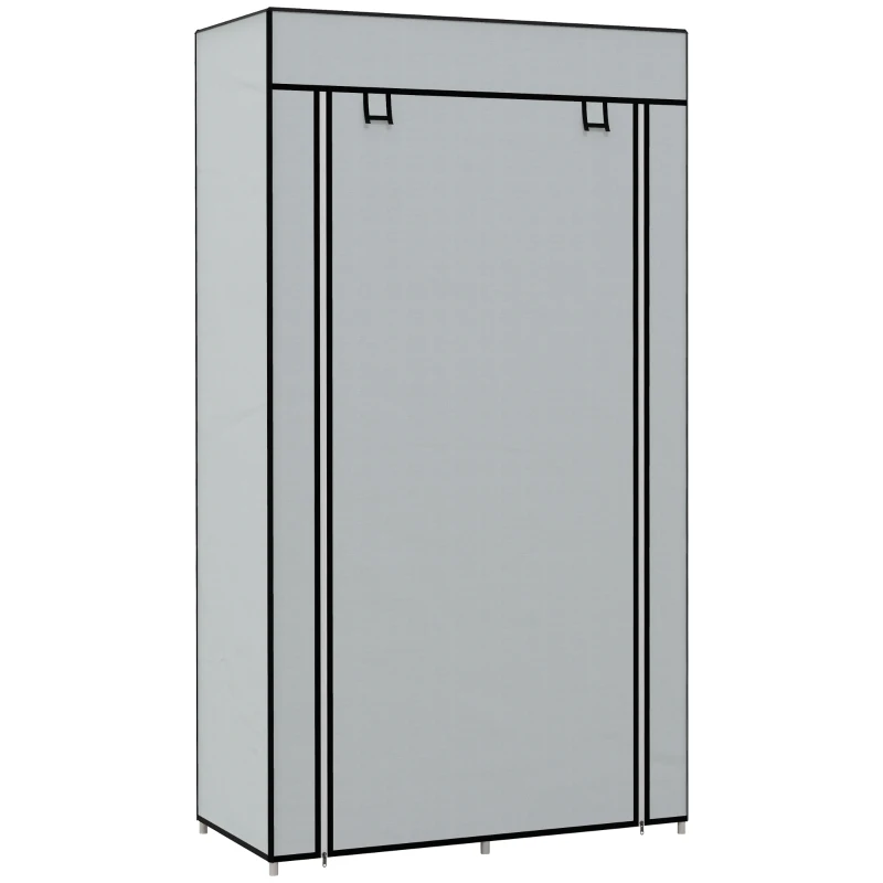 HOMCOM Kledingkast Stoffen Kast 1 Kledingstang, 2 Laden, 83 x 42,5 x 162,5 cm, Grijs