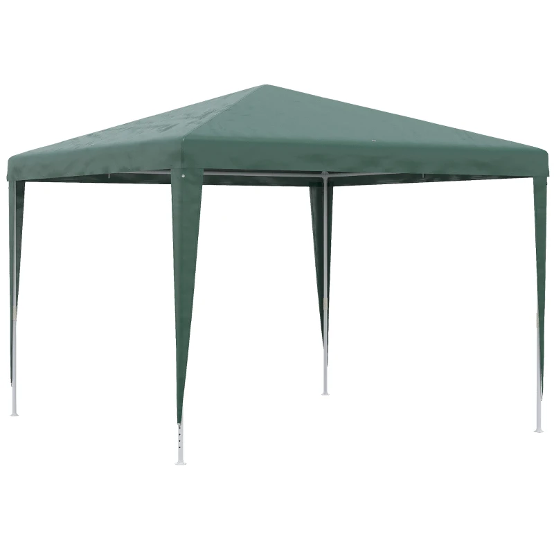 Outsunny Tenda Desmontável 3x3m Tenda de Jardim com 4 Orifícios de Drenagem e Estrutura de Aço para Pátio Campismo Verde