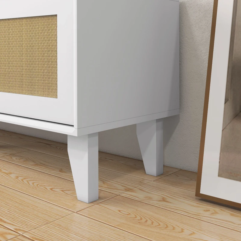 HOMCOM Móvel de TV para Televisores de até 55 Polegadas com 2 Portas de Vime e Prateleira Ajustável 20x35x46 cm Branco