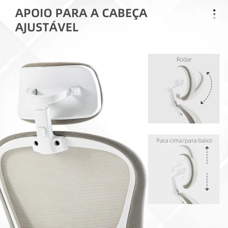 Vinsetto Cadeira de Escritório Basculante com Encosto Alto Apoio para a Cabeça Ajustável e Suporte Lombar 62x64x112-120 cm Cinza