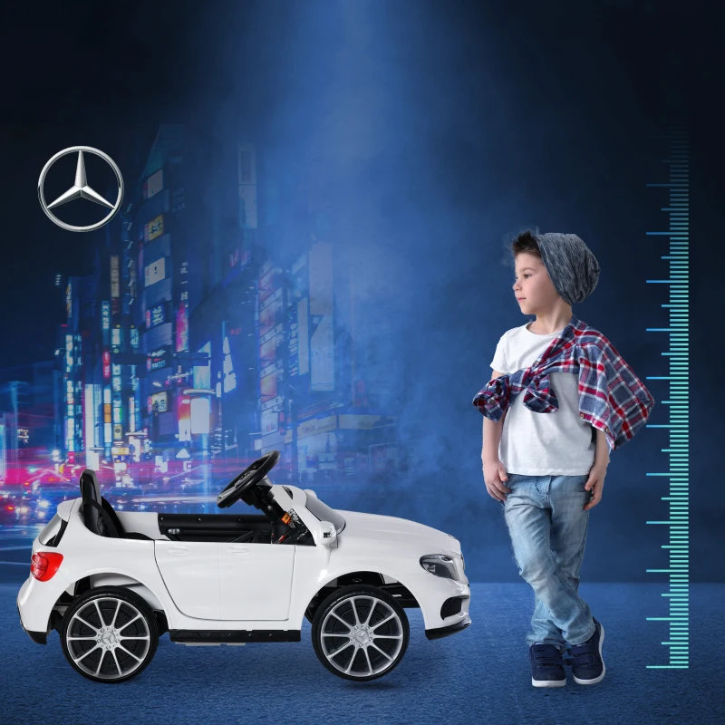 HOMCOM Macchina Elettrica per Bambini 3+ Anni con Telecomando e Fari LED, in PP e Metallo, 100x58x46 cm, Bianco