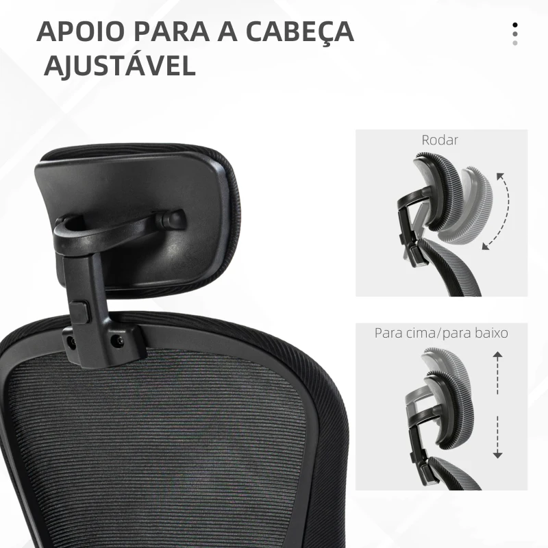 Vinsetto Cadeira de Escritório Basculante com Encosto Alto Apoio para a Cabeça Ajustável e Suporte Lombar 62x64x112-120 cm Preto