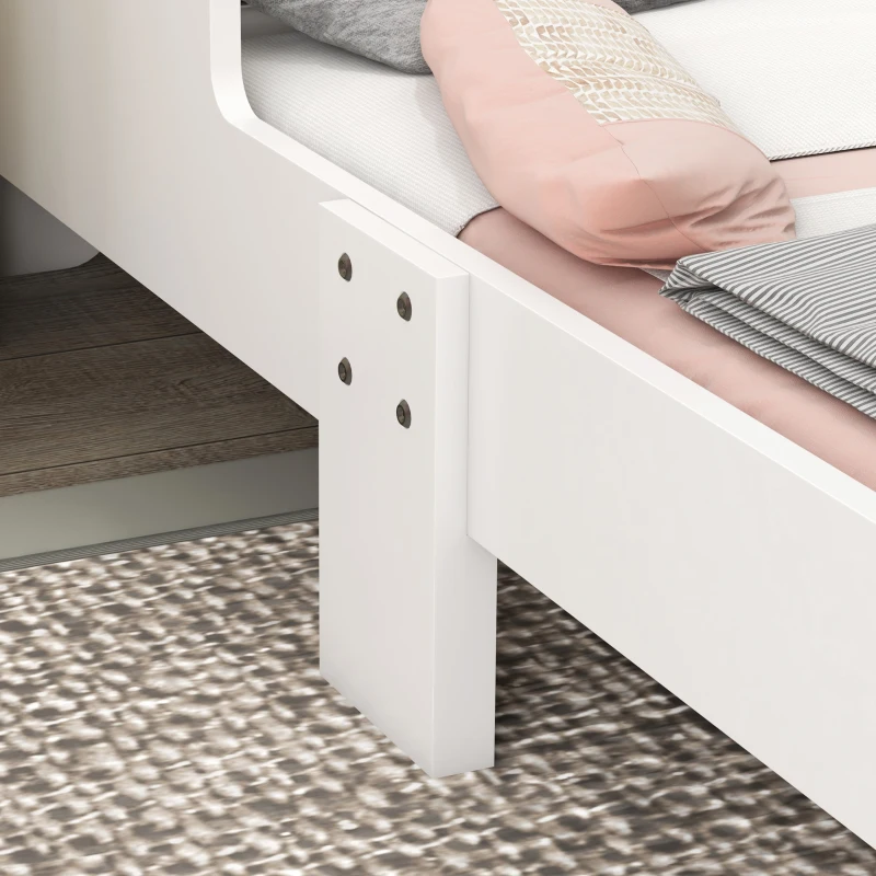 ZONEKIZ Cama para Crianças de 3-6 Anos 143x74x67 cm Cama Infantil de Madeira em Forma de Unicornio Branco