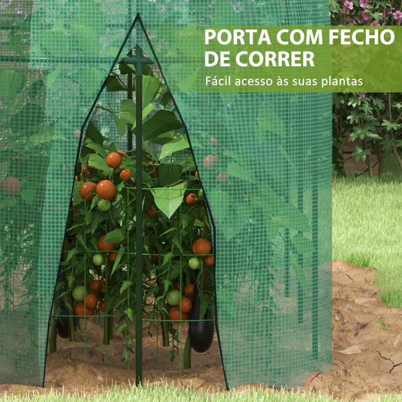 Outsunny Estufa de Jardim Estufa para Plantas Estufa de Exterior com Porta com Fecho de Correr e Estrutura de Aço 300x100x150 cm Verde