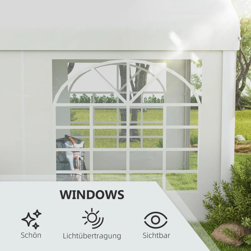 Outsunny Vervangende wand voor bierpaviljoen of tuinpaviljoen, waterdicht, eenvoudige montage, 6 x 2 m, wit