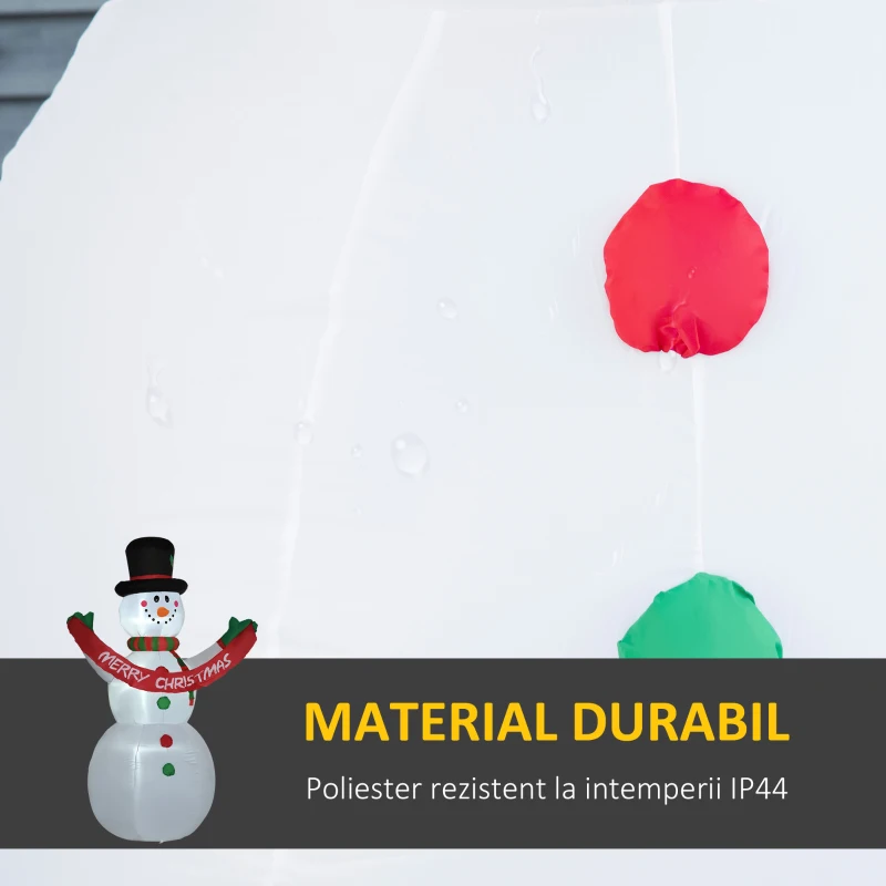 HOMCOM Om de zapada gonflabil de 243 cm cu 3 lumini LED interioare banner impermeabil IP44