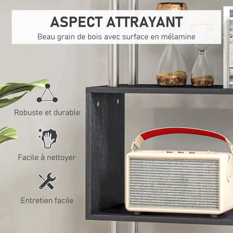 HOMCOM Lot de 2 bibliothèques étagère Design Contemporain en S 4 Niveaux 80L x 30l x 145H cm Coloris Noir