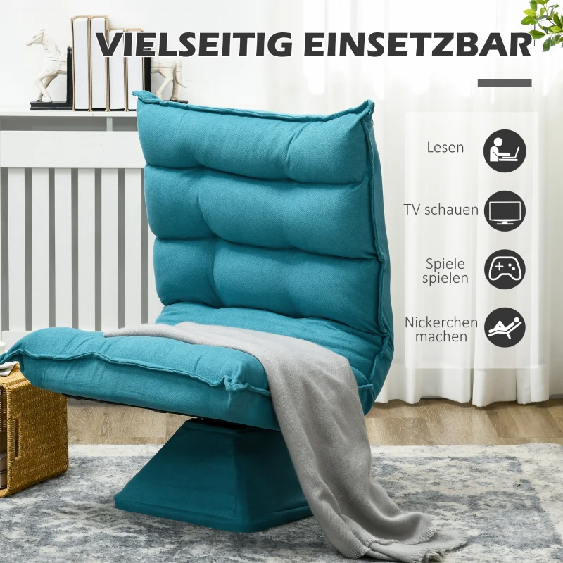 HOMCOM Draaibare Relaxfauteuil Leesstoel, fluweelachtige uitstraling, 62 cm x 70 cm x 95 cm, Blauw