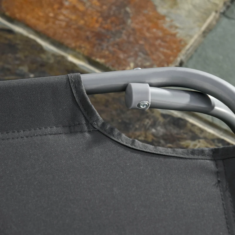 Outsunny Opvouwbare ligstoel met verstelbare rugleuning, roestvrij metalen frame, 187 x 55 x 24, Grijs