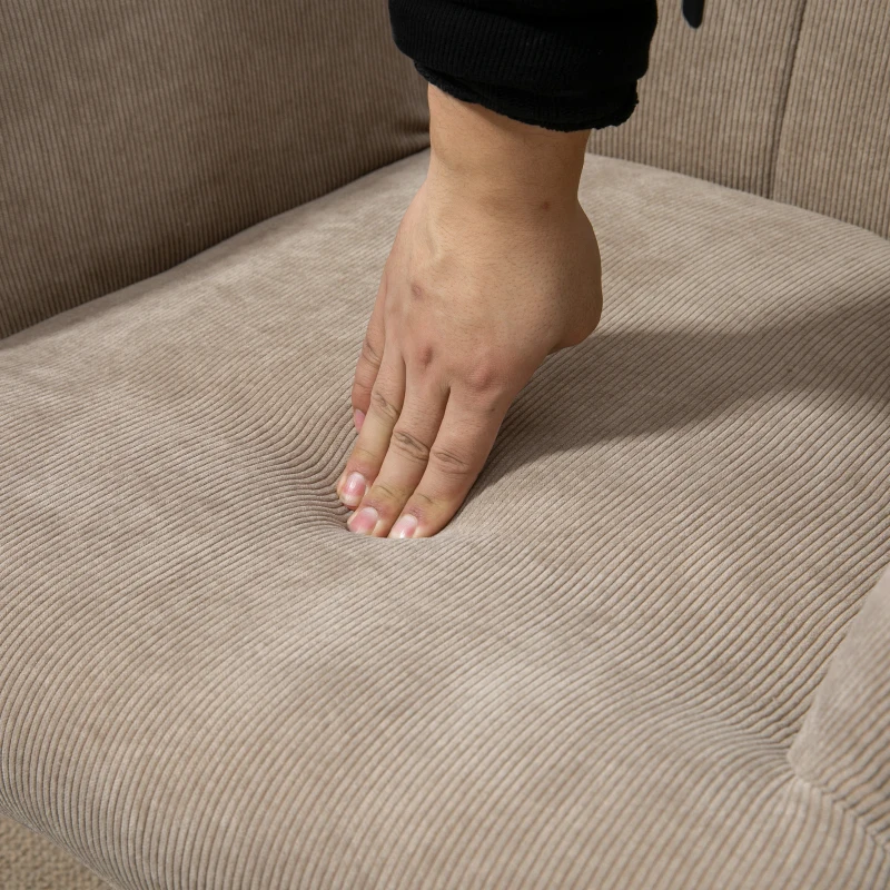 HOMCOM Accentfauteuil in Scandinavisch ontwerp, Oorfauteuil, Stoelset, Beukenhout, Corduroy-Look, Bruin(m-9)